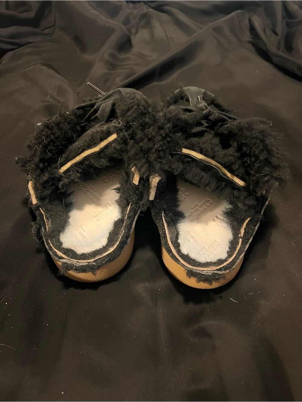 Maison Martin Margiela Black Suede Sneakers with Gum Sole and Shearling Trim - Picture 4 of 9